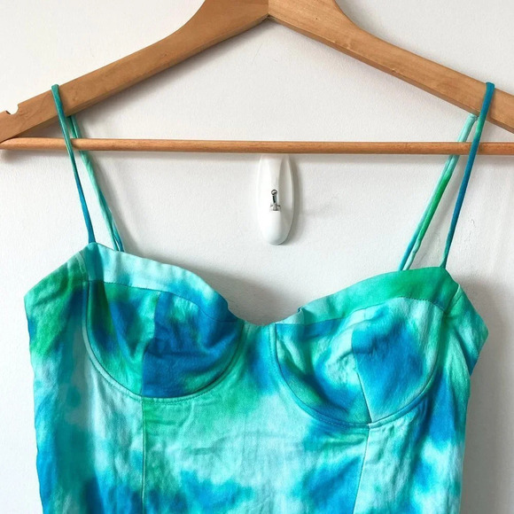 Zara Satin Effect Bustier Corset Bodysuit Blue Green Size Small Blogger Fave - Picture 9 of 15